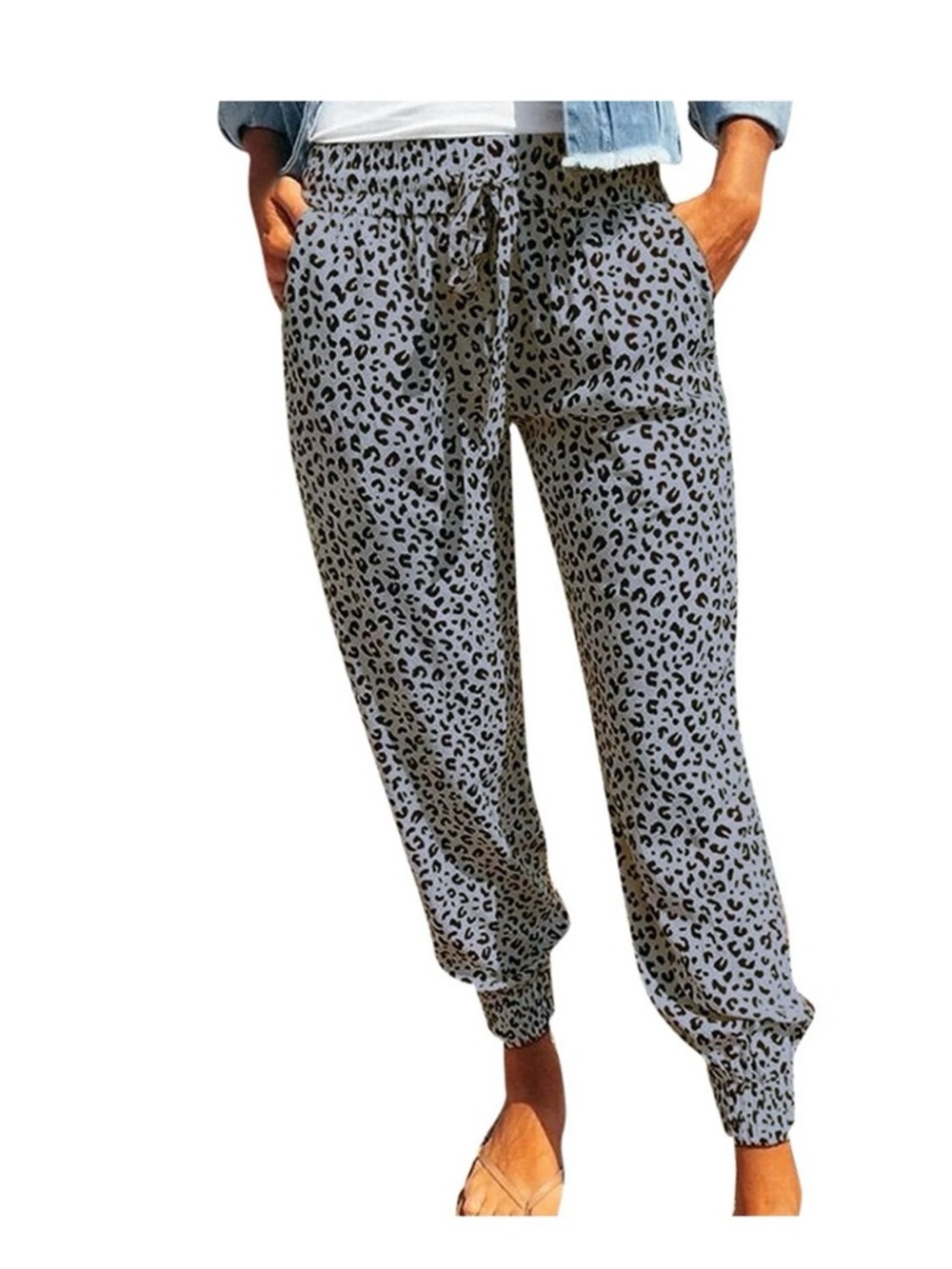 Amazon Gray Leopard Print Jogger Pants